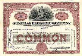 One share of stock as a gift. General Electric Company Stock Certificate 1941 Stock Certificates Dow Jones Index Stocks And Bonds