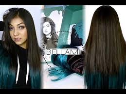 You can keep the top part of your hair natural and use hair extensions to add an outrageously dyed bottom part of the ombre. Bellami Kylie Hair Kouture Dark Brown Teal Ombre How To Apply Them Youtube