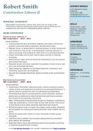 construction laborer resume samples