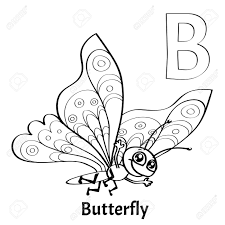 Alphabet letter b coloring page. Vector Alphabet Letter B Coloring Page Butterfly Royalty Free Cliparts Vectors And Stock Illustration Image 85156905