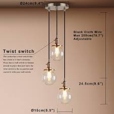 Pathson Industrial Modern Vintage Loft Bar Edison Ceiling Pendant Lights Fitting Cluster Mul Triple Pendant Light Glass Pendant Lights Uk Pendant Light Fitting