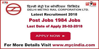 Delhi Metro Rail Corporation Dmrc Recruitment For 1984 Jobs Delhi Metro Rail Corporation Dmrc Recruitment For 1 Delhi Metro Recruitment Metro Rail