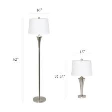Safavieh franny 25.75 in high set of 2 lamp set. Elegant Designs 3 Piece Stylish Contemporary Lamp Set With White Shades 1 Floor Lamp And 2 Table Lamps Nickel Fixtures Lc1020 Bsn Rona
