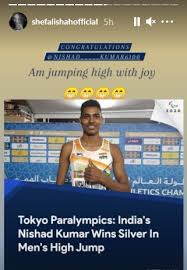 Nishad kumar wins silver medal at paralympics (image courtesy: D7uhj0dneito M