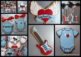Rockabilly Baby Shower Ideas Redbudcookies Rock Star Baby Rock Baby Showers Rockstar Birthday Baby Shower Cookies