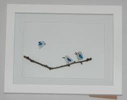 Sea Glass Picture Of Birds On A Branch For Sale On Etsy Com Sea Glass Crafts Beach Glass Crafts Sea Glass Pictures