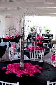 Contemporary Black And Pink Table Decor Pink Black Weddings Pink Wedding Wedding Table
