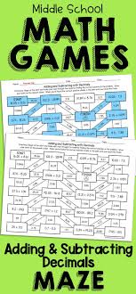 Decimal Addition And Subtraction Maze Math Games Middle School Decimals Subtracting Decimals