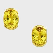 Fancy Yellow Sapphire Stud Earrings Yellow Gemstones Fancy Sapphire Sapphire Earrings Studs