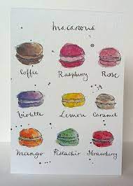 french macaroons card from original illustration by pebbleandbee 4 50 マカロン イラスト ケーキイラスト フード イラスト