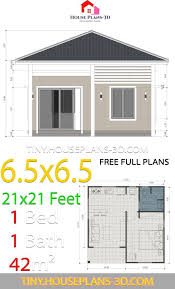 One Bedroom House Plans 21x21 Feet 6 5x6 5m Hip Roof Tiny House Plans 1 Bedroom House Plans One Bedroom House Plans Bedroom House Plans