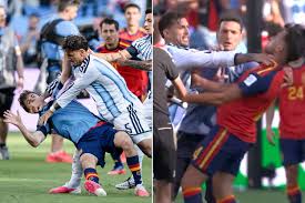 World Cup Final Ends in Brawl as Punches Are Thrown and Argentina Player Grabs Spanish Opponent by the Throat