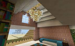 Minecraft Chandelier Lighting And Balcony Minecraft Interior Design Minecraft Room Minecraft Chandelier