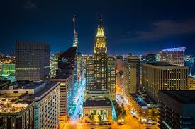 View Of 10 Light Street And Downtown At Night In Baltimore Maryland City Photography Downtown Views