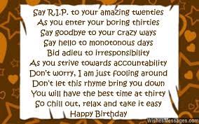 Funny 30th birthday poems to stand alone or combined to form a speech. 30th Birthday Poems Wishesmessages Com