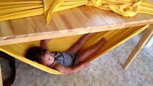 Make A Child Friendly Hammock With A Bed Sheet And A Table Kids Playing Fun Future Kids