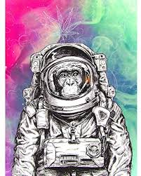Trippy drawings nuslu bntl org. Trippy Monkey Ape Astronaut Illustration Weed Marijuana Art Print Canvas Premium Wall Decor Poster Mural Amazon Co Uk Home Kitchen