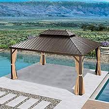 Amazon Com Purple Leaf 12 X 16 Outdoor Galvanized Steel Hardtop Double Roof Permanent Gazebo Canopy Aluminum Frame Pa Gazebo Canopy Gazebo Permanent Gazebo