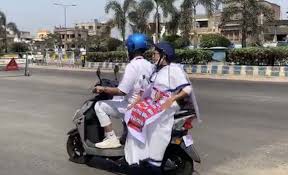 Mamata banerjee is an indian politician and the founder of the all india trinamool congress (aitc mamata banerjee was born in a bengali brahmin family on 5 january 1955 (age: Mamata Banerjee Travels In Electric Scooty To Nabanna Protesting Fuel Price Hike Indiablooms First Portal On Digital News Management