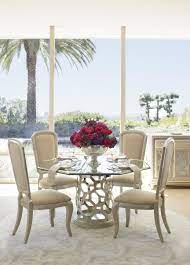 Aico After Eight 60 Round Dining Table With Octagonal Shaped Glass Top In Pearl 19001 Round Dining Room Glass Dining Room Table Round Glass Dining Room Table