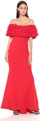 Affiliate للنساء من Badgley Mischka البتلة تفاصيل ثوب بدون أكتاف Petal Detail Off فساتين المراة ك Women Dresses Classy Off Shoulder Gown Womens Dresses