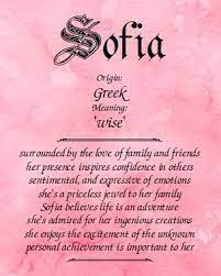 Meaning Of The Name Sofia Namemeaningsonline Com Sofia Name Greek Names Girl Names With Meaning
