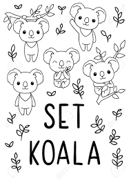Sugarhai has made a couple of very cute colouring pages, that are free to download. Coloring Pages Black And White Set Cute Kawaii Hand Drawn Koala Royalty Free Cliparts Vectors And Stock Illustration Image 147328047