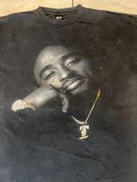Vintage Tupac Shakur Big Face Rap Tee Shirt 3XL OG 90s Rare Black Faded Y2K