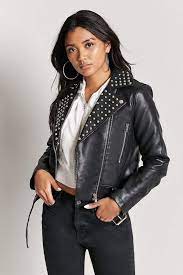 Forever 21 Studded Faux Leather Jacket Leather Jacket Studded Faux Leather Jacket Coats For Women