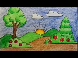40 easy landscape painting ideas for beginners, easy acrylic painting ideas, easy tree painting ideas, simple abstract painting ideas, sunrise painting, easy canvas painting ideas. Easy Drawings For Kids How To Draw Easy Sunrise Scenery For Kids Youtube