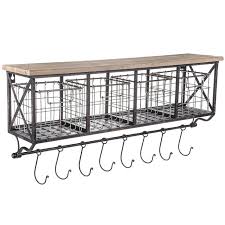 Wall Shelf With Metal Baskets Hooks Hobby Lobby 263558
