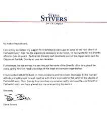 The dates must be mentioned clearly, and it is essential too. Letter Of Endorsements Alex Lape For Sheriff Fairfield County Ohio