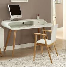 The solid metal frame ensure the stability, letting you enjoy your work or study on this table. Vega Retro Style Computer Desk In White Wood Veneer Ash Wood Legs Opt Chair Retro Style Desk Desk Wood Veneer