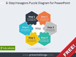 6 Step Hexagons Puzzle Diagram For Powerpoint