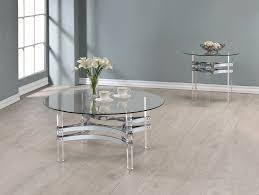 Clear/green medium round acrylic coffee table with pedestal base. Acrylic Chrome And Glass Round Coffee Table Collection Las Vegas Furniture Store Modern Home Furniture Cornerstone Furniture