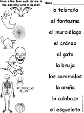 Get 2 of the 12 pages of the silly halloween spanish and coloring pages printable pack for free here:. Match The Spanish Words To The Halloween Pictures Enchanted Learning