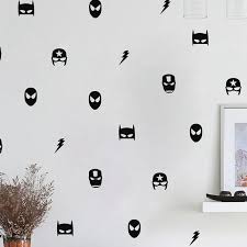 Black And White Superhero Wall Art Superhero Marvel Mask Wall Stickers Kids Boy Bedroom Decor Batman Superman Ironman Flash Captain Am Superhero Wall Stickers Boys Bedroom Decor Superhero Wall