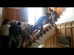 While one person could possibly move a small piano up or down a short set of stairs, a staircase that is long, steep, or involves turns should only be managed having the right equipment on hand is key if you need to move a piano, especially if stairs are involved. Montgomery Movers Moving A Baby Grand Piano Upstairs Youtube