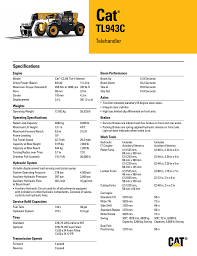 Cat Tl943c Telehandler Specifications Manualzz Com