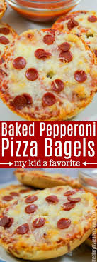 The Perfect Kids Recipe Pizza Bagels Yum Pizza Kidsfood Pizza Bagels Pizza Lunch Recipes