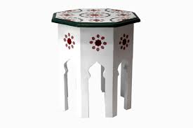 Raj Tent Club Rentals Furniture Safi Wood Safi Vintage Painted White Octagonal Side Table