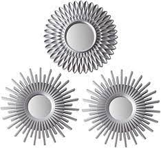 Amazon Com Wall Mirrors Pack Of 3 Bonnyco Silver Mirrors For Living Room Home Decor For Bedroom Mirrors Silver Wall Decor Round Decorative Mirror Vintage Chic Home Accessories