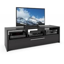 Other features include two glass doors that open to storage area with an adjustable shelf, and two side doors that. Black Media Console Furniture Target