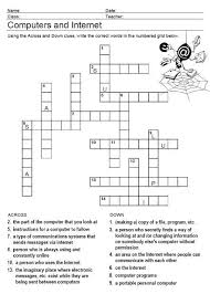 Computers And Internet Crossword Puzzle Computer Lab Lessons Worksheets Computer