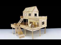 How To Make Popsicle Stick House For Rat Maison En Batonnet Maison En Carton Maison Hamster