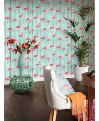 Barbara becker flamingo natural wallpaper. Rasch Barbara Becker Flamingo Wallpaper Teal 479706 Feature Bedroom