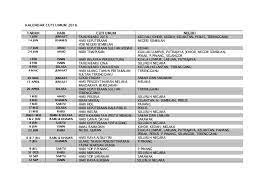 (council of regency of kedah) (until 12 december)tunku sallehuddin. Kalendar Cuti Umum 2016