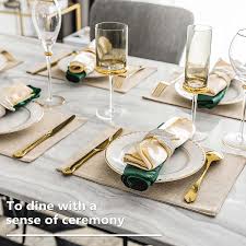 Choose from contemporary or classic designs such as buffalo plaid, natural rattan, shimmery metallic, solid or patterns. Buy Home Brilliant Set Of 4 Placemats Heat Resistant Dining Table Place Mats Kitchen Table Mats Light Linen Online In Taiwan B07c2sk29j