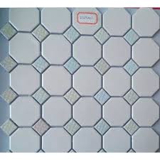 12 5/8 x 10 7/8 white large honeycomb floor mosaic. Octagon Ceramic Floor Mosaic