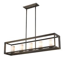Shop Golden Lighting Smyth Gunmetal Bronze With Opal Glass Steel 5 Light Linear Pendant Overstock 13307305